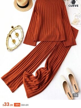 2 Piece Set, Woman's Plus, SHEIN Curve, Rust NWT